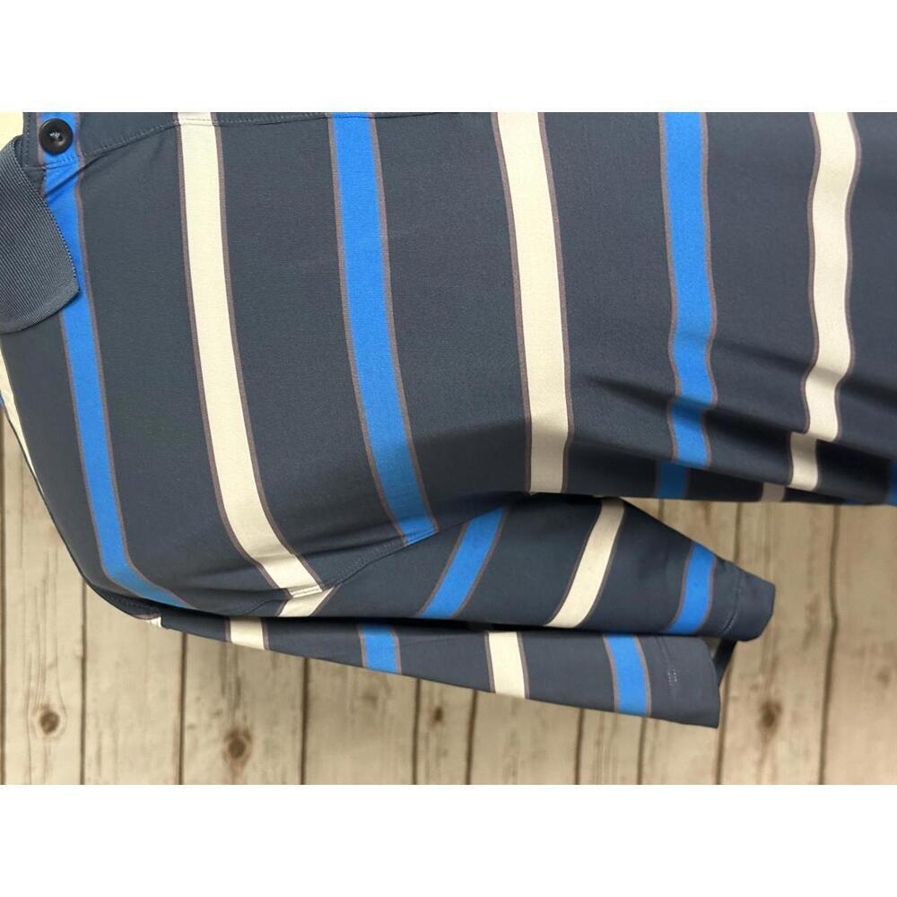Nike Golf Dri-Fit activewear blue/grey striped polo shirt Size Large - Picture 3 of 7